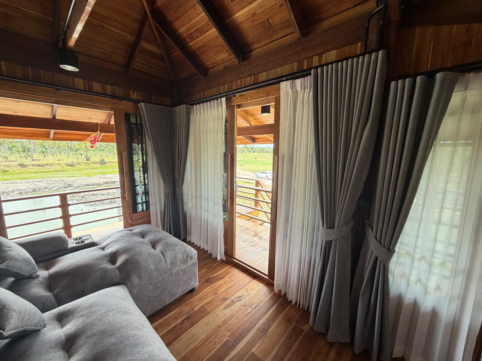 Teak interior of the first house at The Nine, Kui Buri